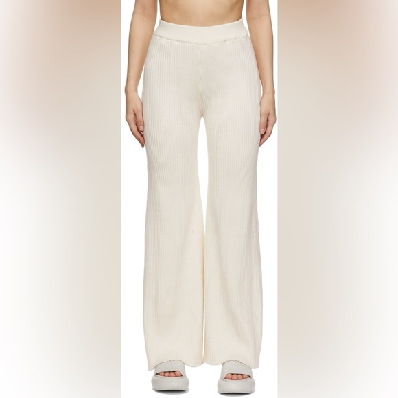 HYFVE Pants - HYFVE Cream Ribbed Wide-Leg Knit Pants